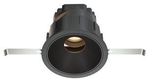 Czarna wklęsła okrągła lampa podtynkowa Maytoni DL057-10W3K-B Wise LED 10W 3000K 36stopni 8,3cm