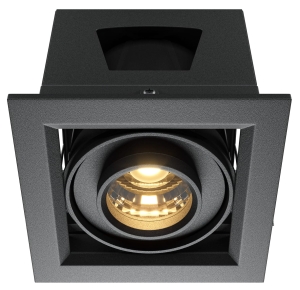 Czarna kwadratowa regulowana lampa podtynkowa Maytoni DL093-01-10W3K-B Modern LED 10W 3000K 9,5cm