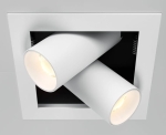 Biała kwadratowa lampa podtynkowa z dwoma regulowanymi reflektorami Maytoni DL094-02-7W3K-W Magnum LED 14W 3000K 11,2cm
