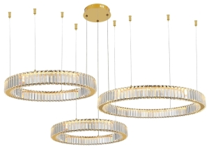 Lampa wisząca kryształowa trzy okręgi złoty Azzardo AZ5794 Spark Pendant 40+60+80 Dimm LED 144W 3000K