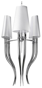 Chromowany ostry żyrandol nowoczesny z białymi abażurami Azzardo AZ1232 Diablo 6xE14 76cm