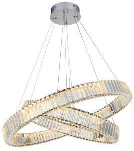 Lampa wisząca kryształowa dwa okręgi chrom Azzardo AZ5793 Spark Pendant 60+80 Dimm LED 120W 3000K