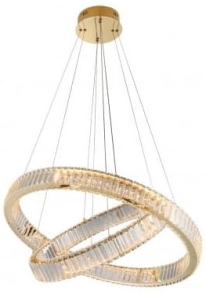Lampa wisząca kryształowa dwa okręgi złoty Azzardo AZ5792 Spark Pendant 60+80 Dimm LED 120W 3000K