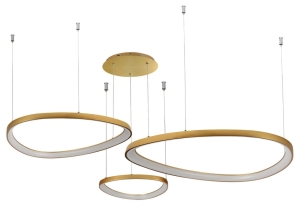 Lampa wisząca trzy pierścienie szczotkowany złoty Azzardo AZ5775 Amanda Pendant 42+62+82 CCT Switch Dimm LED 170W 3000/4000/6000K