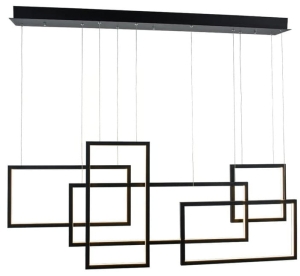 Czarna podłużna wąska lampa geometryczna wisząca prostokąty Azzardo AZ2850 Quadratus LED 105W 3000K 120cm