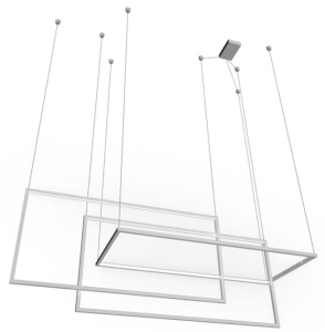 Biała duża geometryczna lampa wisząca ledowa prostokąty Azzardo AZ2915 Metric LED 135W 3000K 120cm