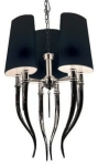 Nowoczesny chromowany żyrandol z czarnymi abażurami na łańcuchu Azzardo AZ1345 Diablo 6xE14 45cm