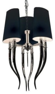 Nowoczesny chromowany żyrandol z czarnymi abażurami na łańcuchu Azzardo AZ1345 Diablo 6xE14 45cm