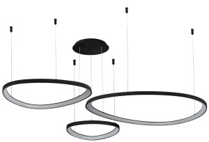 Lampa wisząca trzy pierścienie czarna Azzardo AZ5774 Amanda Pendant 42+62+82 CCT Switch Dimm LED 170W 3000/4000/6000K