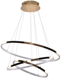 Złota lampa wisząca trzy ruchome ledowe okręgi Azzardo AZ2918 Wheel LED 80W 3000K 45cm 60cm 75cm