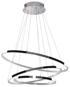 Chromowana lampa wisząca trzy ruchome ledowe okręgi Azzardo AZ2989 Wheel LED 80W 3000K 45cm 60cm 75cm