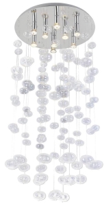 Lampa wisząca chromowana okrągła tarcza z transparentnymi kuleczkami Azzardo AZ2573 Luvia 9xGU10 60cm