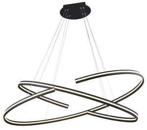 Czarna lampa wisząca dwie szerokie rozcięte obręcze ledowe Azzardo AZ3356 Alessia LED 100W 3000K 120cm