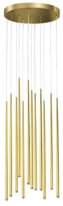 Złota lampa wisząca smukłe walce na okrągłej rozecie Azzardo AZ3420 Louise LED 36W 3000K 45cm