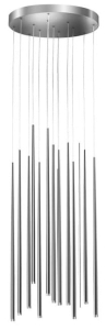 Chromowana lampa wisząca smukłe walce na okrągłej rozecie Azzardo AZ3422 Louise LED 36W 3000K 45cm