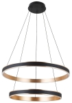 Lampa wisząca dwa okręgi czarny/złoty Azzardo AZ5779 Rio 50+70 3-step Dimm LED 86W 3000K