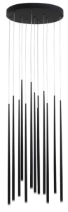 Lampa wisząca czarne smukłe walce na okrągłej rozecie Azzardo AZ3419 Louise LED 36W 3000K 45cm