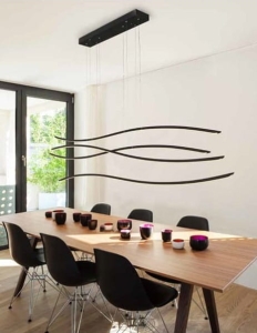 Czarna lampa wisząca ledowa trzy długie pofalowane listwy Azzardo AZ2912 Waves LED 70W 3000K 160cm