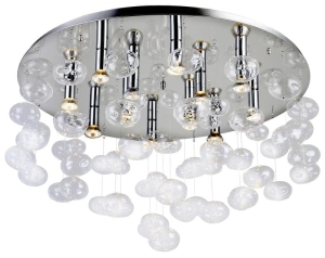 Szeroka lampa wisząca chromowana okrągła rozeta i przezroczyste kulki Azzardo AZ2571 Luvia 12xGU10 80cm