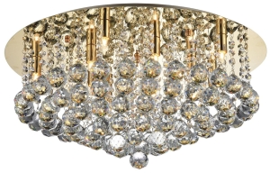 Złoty kryształowy plafon sufitowy okrągły Azzardo AZ3084 Bolla 10xG9 58cm