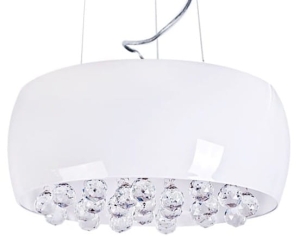 Okrągła biała lampa wisząca z kryształkami wewnątrz klosza Azzardo AZ0702 Quince 6xG9 50cm