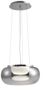 Chromowana lampa wisząca z szklanym grafitowym kloszem pączkiem Azzardo AZ3160 Galactic LED 18W 3000K 42cm