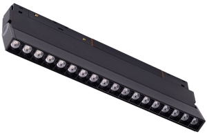 Czarny reflektor diodowy przechylany na szynoprzewód magnetyczny ściemnialny i na dwa obwody Azzardo AZ6247 Alfa 2Line Cyrus LED 24W 3000/4000/6000K 120stopni