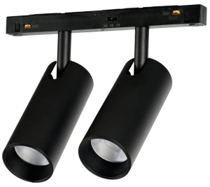 Czarny reflektor podwójny na szynoprzewód magnetyczny ściemnialny i na dwa obwody Azzardo AZ6253 Alfa 2Line Niko 2 LED 2x12W 3000/4000/6000K 24stopnie