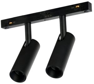 Czarny reflektor podwójny na szynoprzewód magnetyczny ściemnialny i na dwa obwody Azzardo AZ6252 Alfa 2Line Niko 2 LED 2x7W 3000/4000/6000K 24stopnie