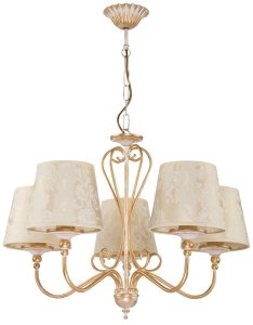 Lampa wisząca Żyrandol Klasyczny Jupiter 1592 Sofia SI 5 EC 5xE27 64cm x 70cm ecru stare złoto