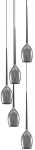 Lampa wisząca z szklanymi dymnymi kloszami na długich linkach Azzardo AZ2939 Izza 5xE14