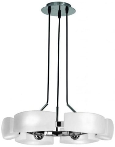 Lampa wisząca z białymi szklanymi kloszami na bazie chromowanego okręgu Azzardo AZ0123 Fiona 6xG9 47,5cm