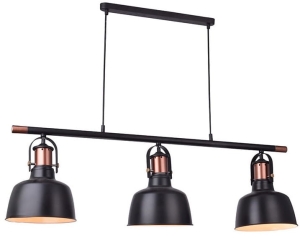 Czarno miedziana lampa wisząca z ruchomymi kloszami na listwie Azzardo AZ2144 Darling 3xE27 110cm
