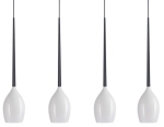 Czarna lampa wisząca z białymi szklanymi kloszami na listwie Azzardo AZ0101 Izza 4xE14 107cm