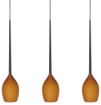 Czarna lampa wisząca z smukłymi bursztynowymi kloszami na listwie nad stół Azzardo AZ2322 Izza 3xE14 78cm