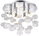 Plafon sufitowy chromowana okrągła tarcza i transparentne akrylowe bąbelki Azzardo AZ2572 Luvia 6xGU10 49cm