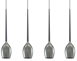 Czarna lampa wisząca z czterema dymnymi kloszami na listwie Azzardo AZ2938 Izza 4xE14 107cm
