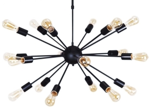 Czarna szeroka lampa wisząca kula z ramionami Azzardo AZ1657 Orbit 18xE27 79cm