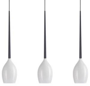 Czarna lampa wisząca z smukłymi białymi kloszami nad wyspę Azzardo AZ2320 Izza 3xE14 78cm