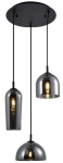 Czarna lampa wisząca z trzema dymnymi kloszami kopułami Azzardo AZ3336 Blanca 3xE14 35cm