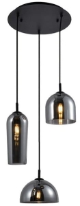 Czarna lampa wisząca z trzema dymnymi kloszami kopułami Azzardo AZ3336 Blanca 3xE14 35cm
