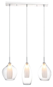 Srebrna lampa wisząca z podwójnymi kloszami Azzardo AZ3075 Amber 3xG9 60cm