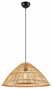 Lampa wisząca z bambusowym abażurem na czarnej lince MarkSlojd 108673 Capello E27 58cm