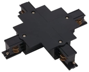 Czarny lewy i prawy łącznik krzyżowy do szyn podtynkowych 3-fazowych CTLS Nowodvorski 8680