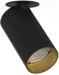 Czarno złota lampa sufitowa podtynkowa spot z wystającym reflektorem Nowodvorski 7688 Mono Surface GU10