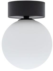 Lampa sufitowa biała szklana kula na czarnej rozecie Nowodvorski 10302 Kier S G9 12cm x 15,5cm