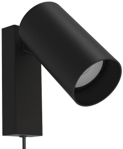 Czarna lampa ścienna kinkiet regulowany obok łóżka z kablem i włącznikiem Nowodvorski 7786 Mono GU10