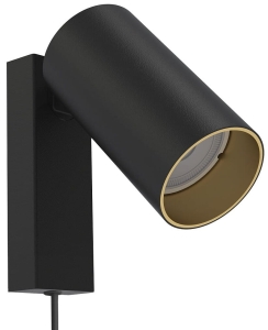 Czarno złota lampa ścienna kinkiet z włącznikiem i kablem Nowodvorski 7765 Mono I GU10