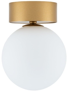 Lampa sufitowa biała szklana kula na złotej rozecie Nowodvorski 10623 Kier S G9 12cm x 15,5cm