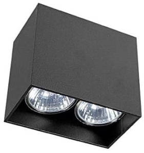 Czarna lampa sufitowa punktowa box spot Nowodvorski 9384 Gap 2xGU10